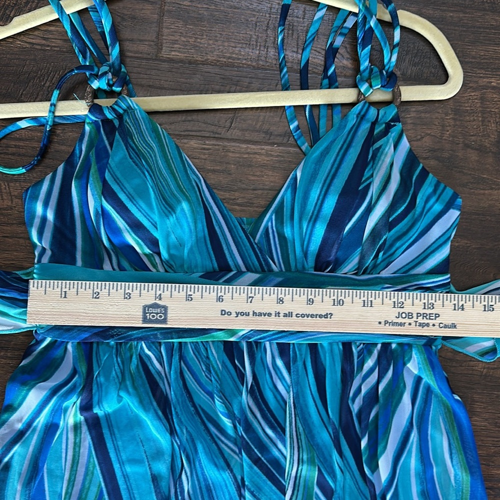 City Triangles Teal & Blue Swirl Midi Dress Y2K retro 13 going on 30 millennial - Picture 14 of 16